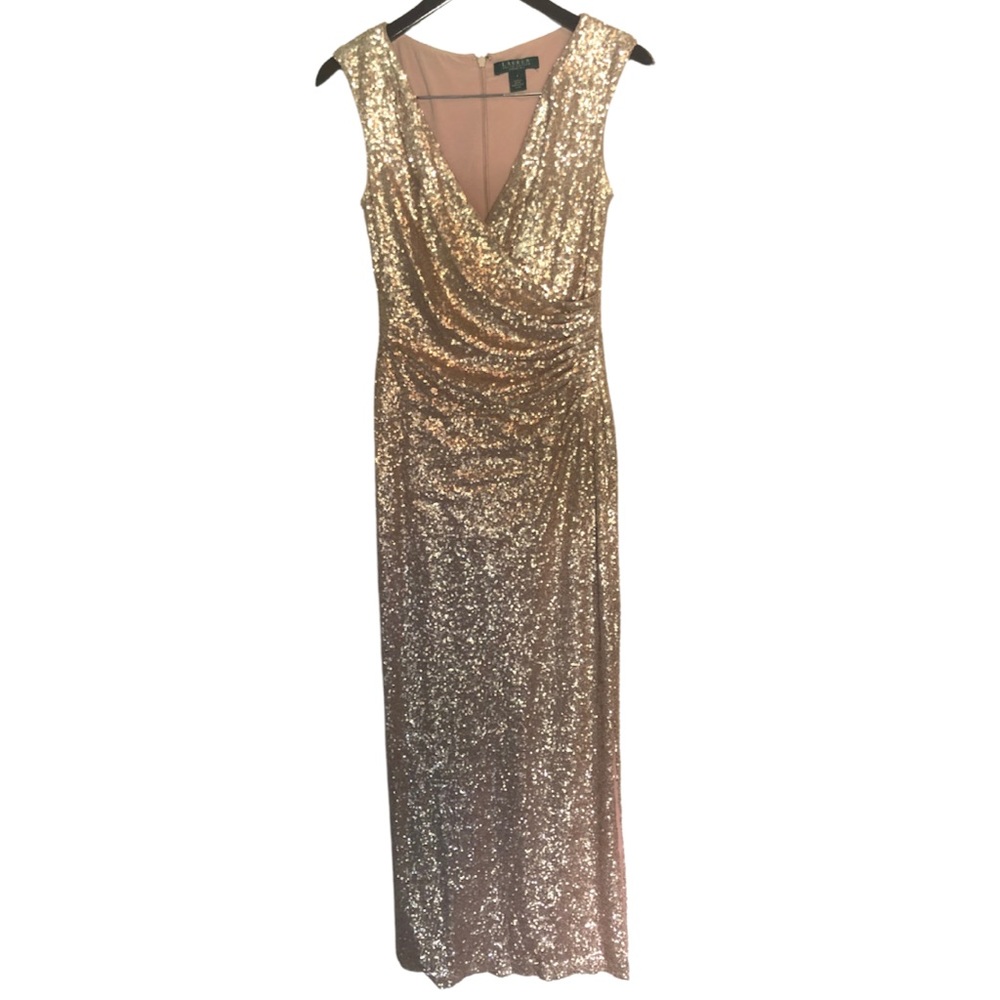 Ralph Lauren Rose Gold Sequin Gown